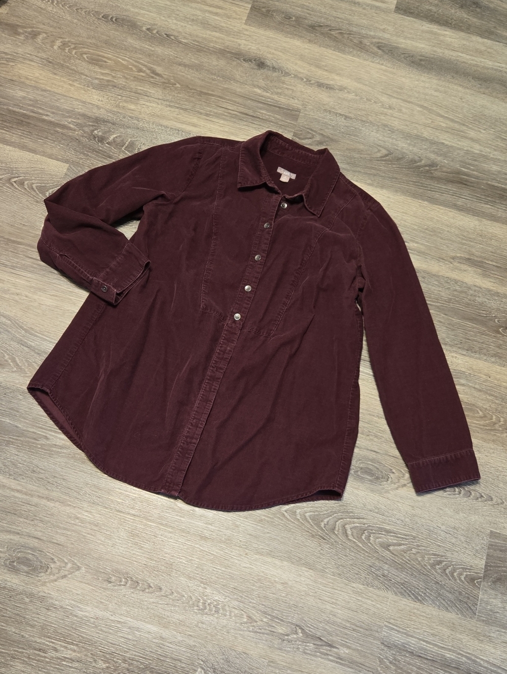 J Jill Purple Corduroy Button Front Shirt Size MP